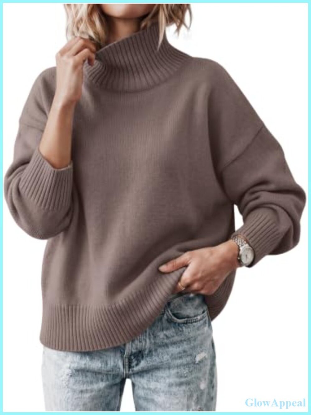 Oversized Turtleneck Pullover Sweater Viscose Blend Cozy Fall Winter